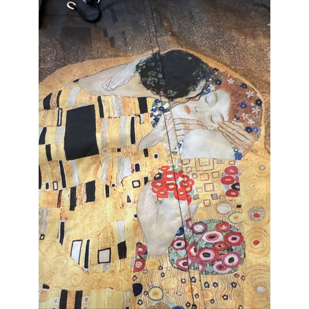 NWT Gustav Klimt "The Kiss" Spring Hooded Drawstring Rain Jacket Size S Art - Picture 3 of 11